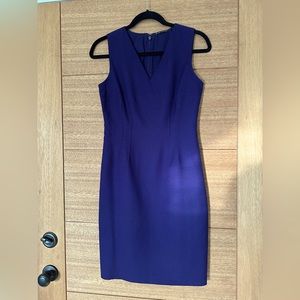 Elie Tahari. Purple wool fitted dress.
